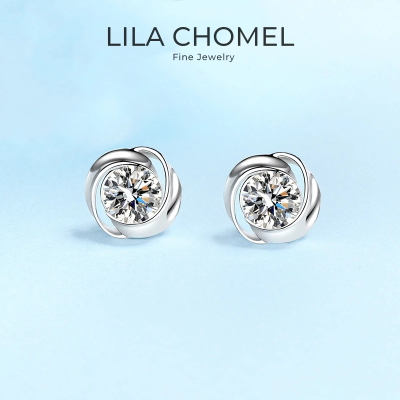 

Lover Valentine's Day 18K White Gold Girl Wedding 0.3/0.5CT Moissanite Diamond Women Birthday Gift PT950 Wife Whirlwind Earrings