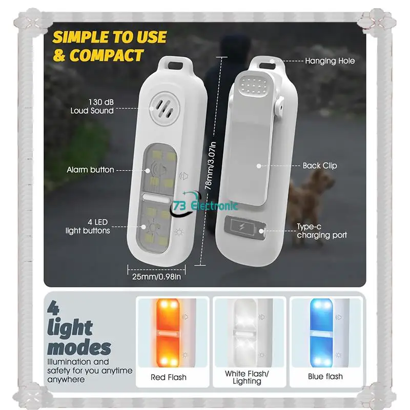 ضوء تحذير للسلامة الشخصية للتسليم لمدة 24 ساعة، ضوء ستروب وامض بثلاثة ألوان مع وظيفة الجري الليلي