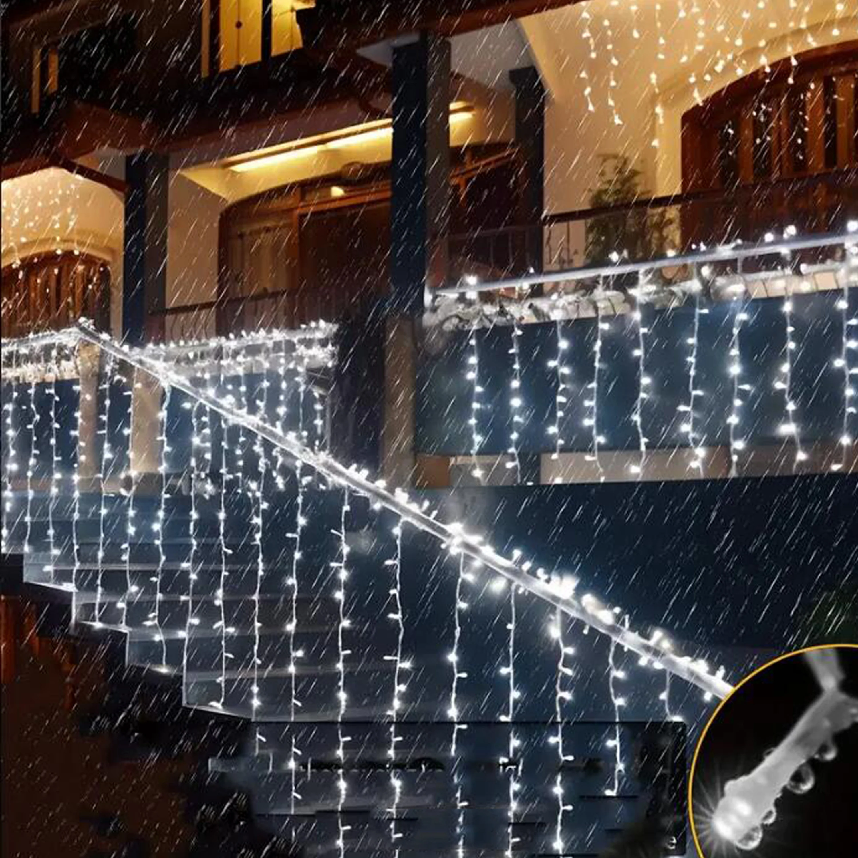 عطلة جليد جو أضواء 5 متر الجنية LED سلسلة الستار ضوء الدرج قلادة مصباح الزفاف في الهواء الطلق حديقة زينة عيد الميلاد #1