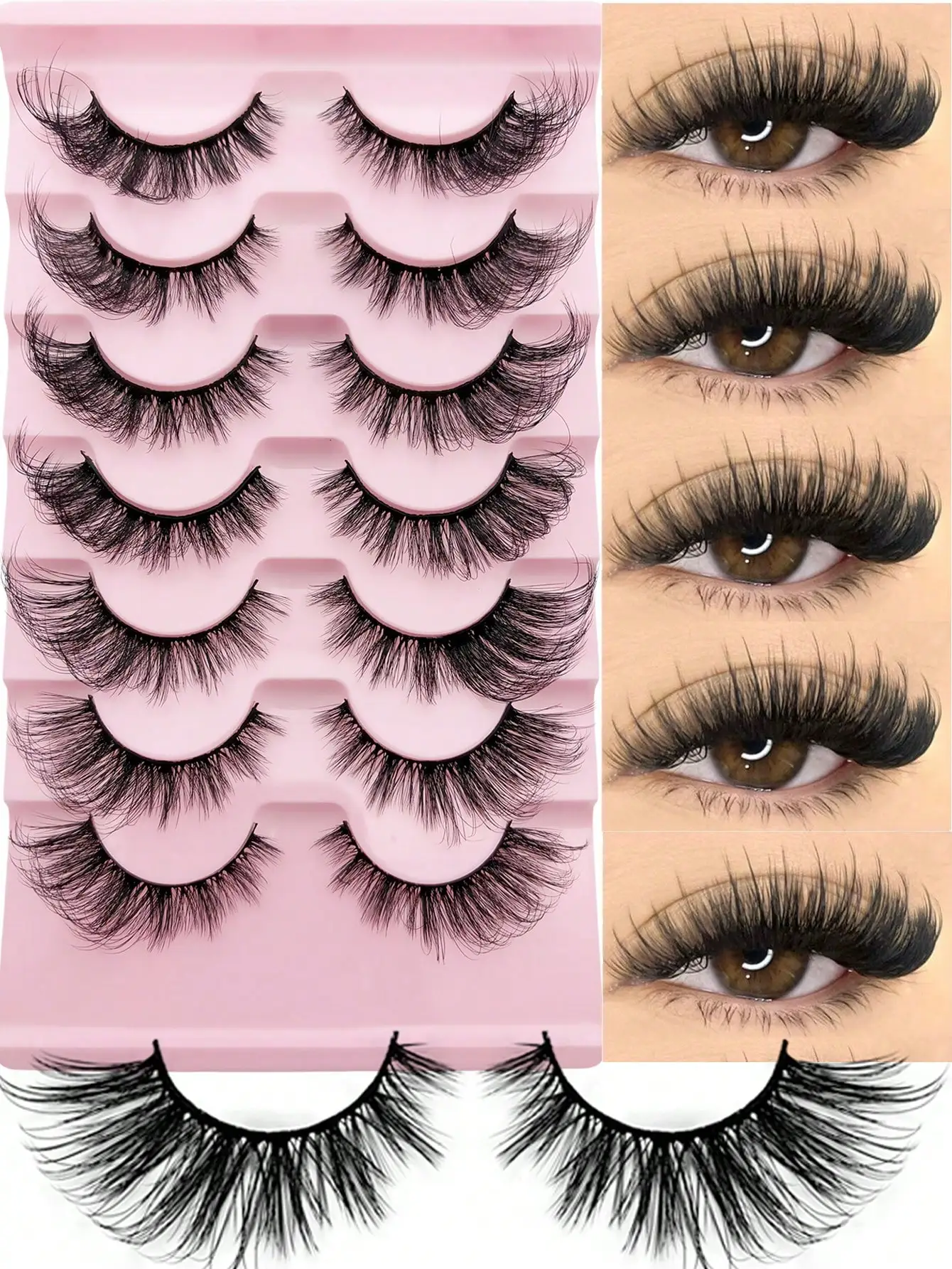 Fox Eye Falsche Wimpern 7 Paar Katzenaugen-Look Natürliche Flauschige Dichte Verlängernde Außenwinkel-Cosplay-Wimpern – Detail 1