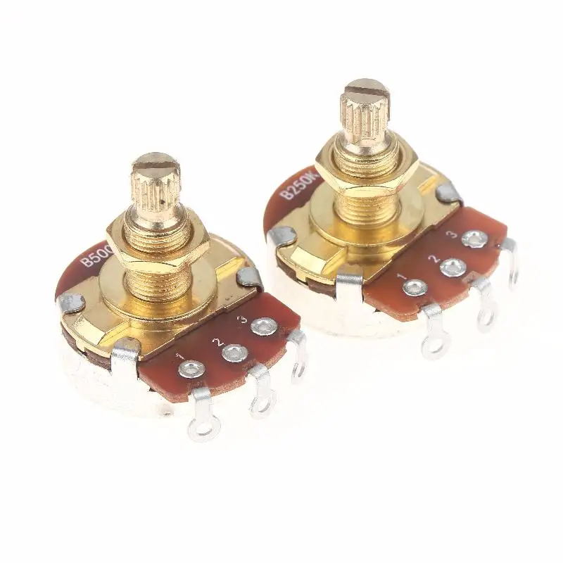 1Pcs A500K A250K B250K B500K Guitar Potentiometer with Low Torque Low Noise Smooth Feel Brass Shaft for Guitar Electronics