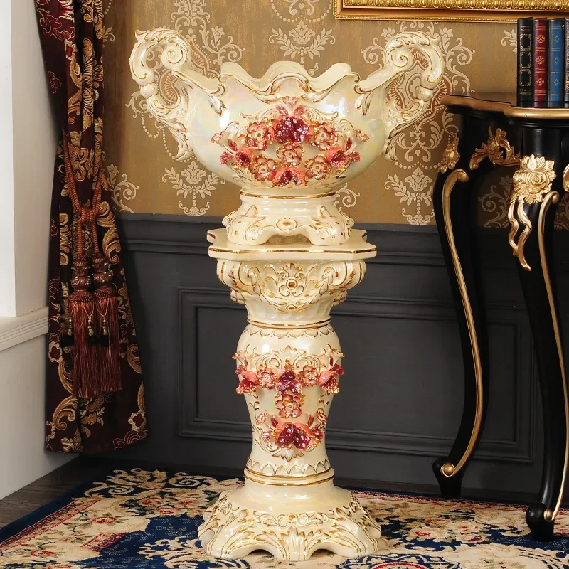 Luxury Large Ceramic Floor Vase for Living Room Home Decoration TV Cabinet Dried Flower Arrangement Ornament Tall Design