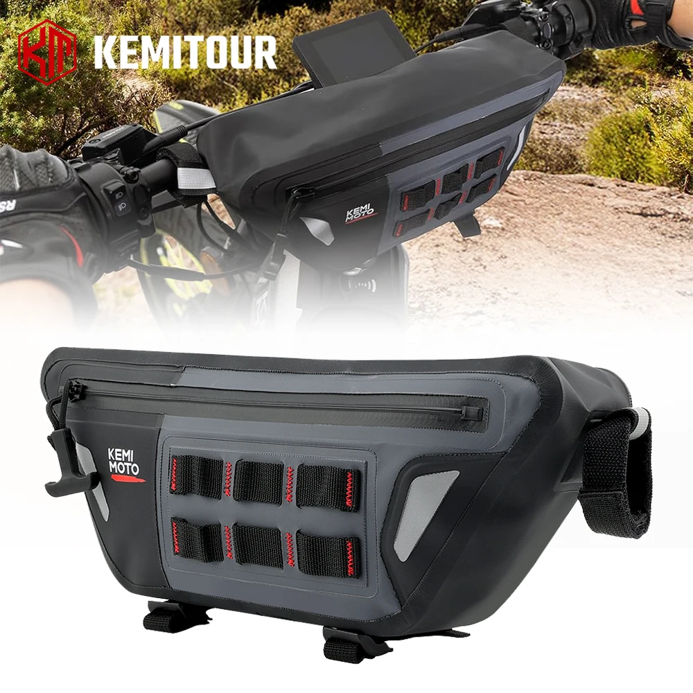 

Motorcycle Handlebar Bag 2L PVC Waterproof Front Tool Storage Pouch for Motocross Adventure Touring Off-Road Outdoor Riding Bags
