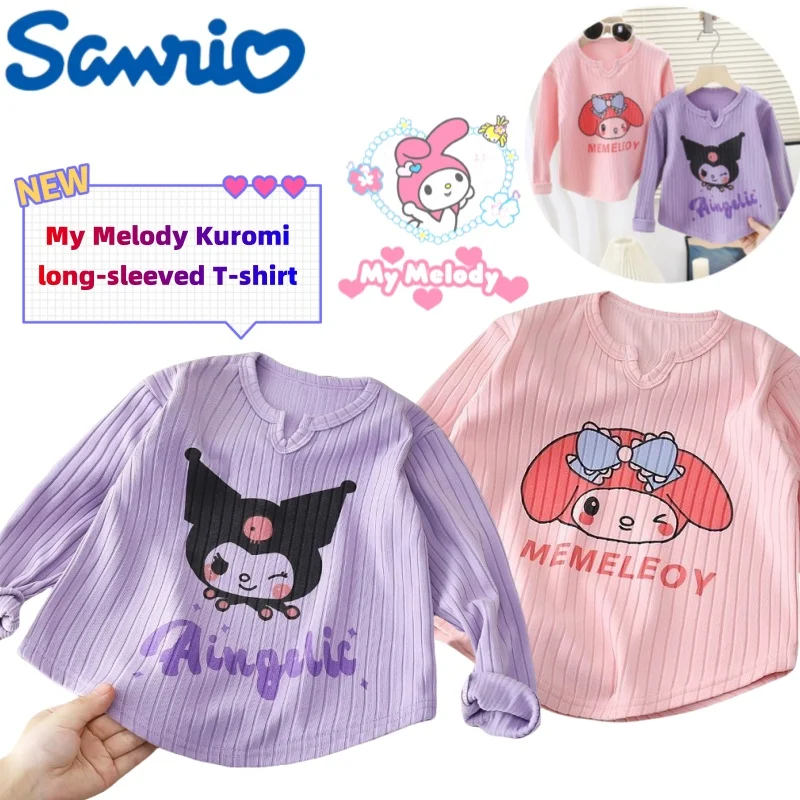 

Sanrio My Melody Kuromi long sleeve T-shirt creative high-value DIY print girl cute spring and autumn thickened base warm top