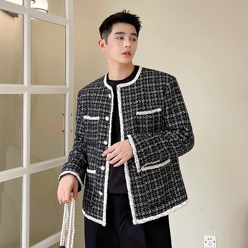 

Men's Plaid Thick Wool Blends Winter Coat 2023 Brand New Long Wool Trench Coat Men Casual Pocket Overcoat Male Jackets H39