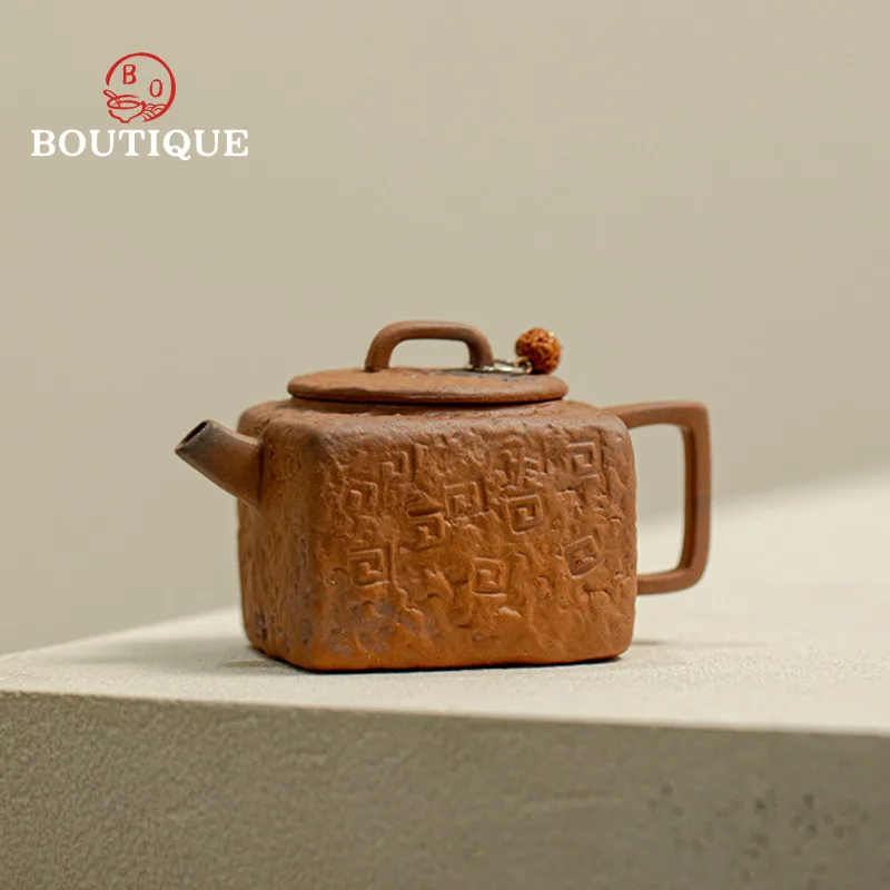 

Old Rock Clay Teapot Coarse Pottery Tea Infuser Teapot Brewer Ball Hole Filter Puer Tea Brewing Kettle Japanese Ceramic Pots Pot