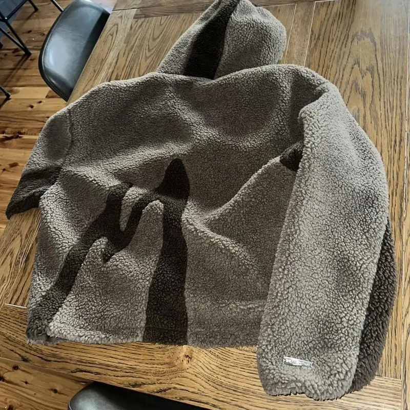 Europa Amerika Mode Farbe Blockieren Lamm Fleece Männer frauen Winter High Street Casual Pullover Zipper Mit Kapuze Lose Warme Mantel