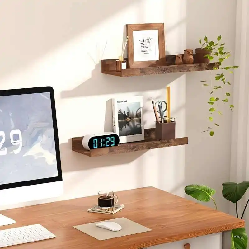 إطار تقسيم من الخشب الصلب طقم مكون من 6 قطع، رف عائم، أرفف عائمة، رف، طول 15.7 بوصة، قدرة تحمل قوية #2