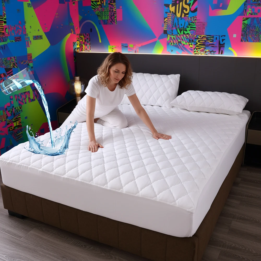 Wrinkle Free King Fitted Sheet with Ultrasonic Quilting  Soft Microfiber Padding Non-Run Bedding.