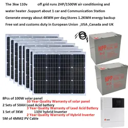 Układ słoneczny dla kompletny zestaw domowego 3000W 220V 110V Panel PV 100W up hybrydowy falownik System wyłączony z sieci przyczepa samochodowa Camping Rv