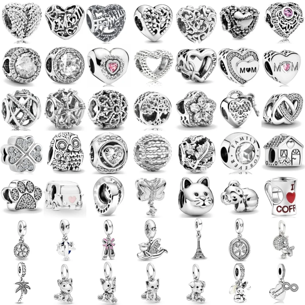 925 Silver Heart Shape, House Bead Dance Shoes, Dog,Cat Pendant Suitable for European Original Bracelet DIY Exquisite Jewelry
