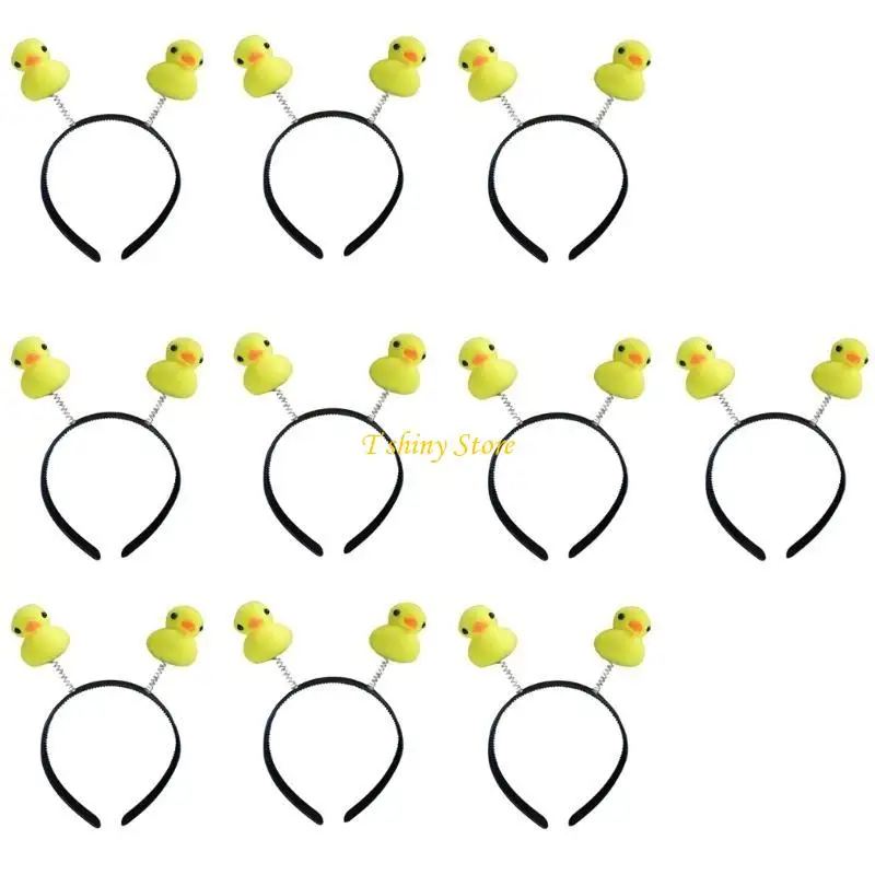 

N58F 10pack Little Yellow Ducks Headbands Women Fashion Headwear Festival Headpiece