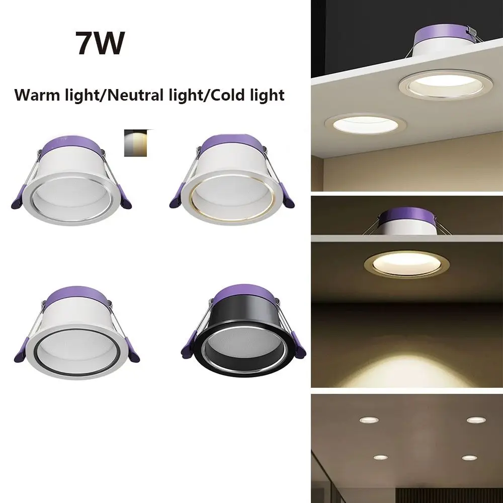 Luz empotrable LED COB de 7W, lámpara de techo empotrada con ahorro de energía, foco redondo antideslumbrante para el hogar y la sala de estar