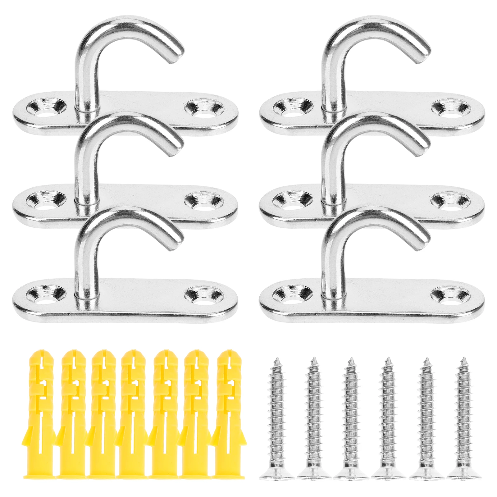 

6pcs Stainless Steel Pad Eye Plate Silver Anchor Screw Wall Mount Hooks for Hanging Plants Basket Lamp Ceiling