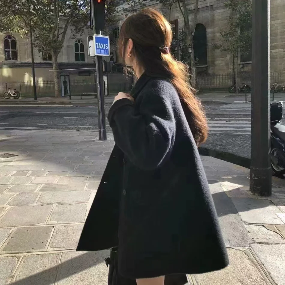 

Пальто из альпаки Ounce Su Li, осень-зима 2022, длинное двубортное пальто све, универсальное, с воротником-стойкой средней длины, модное на выходе