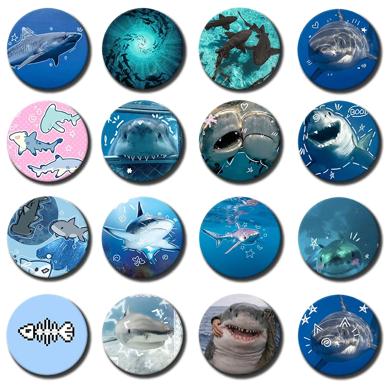 Shark Exploring the Sea Badge Creative Pins Brooch for Bag Clothes Hat Decor Gifts Fans Collect