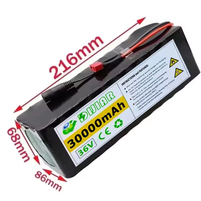 36V 30000mAh 10S4P battery pack 1000W high-power battery Ebike electric bicycle BMS capacity indicator light+42V charger