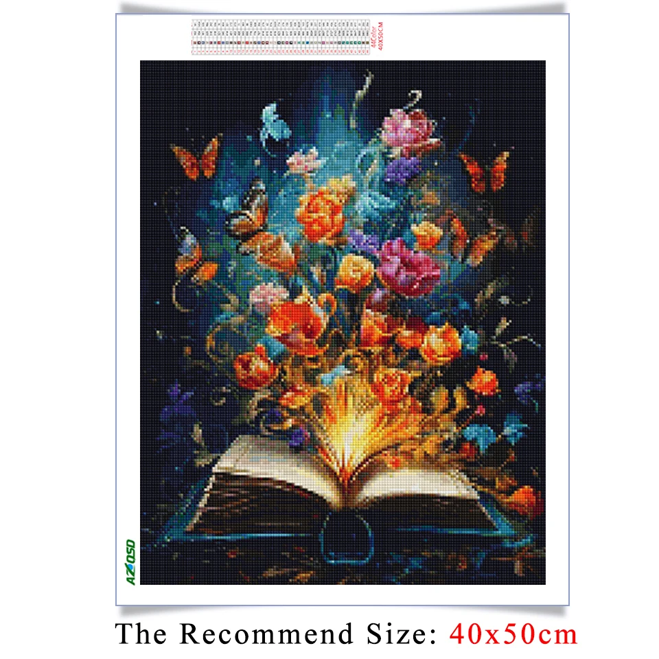 AZQSD 5D Diamond Painting Tree Landscape DIY Full Square Round Mosaic Book Embroidery Fantasy Creative Hobbies Wall Decor