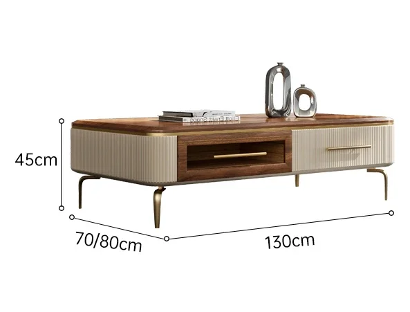 Solid Wood Coffee Table TV Cabinet Combination Home Living Room Wood Grain Tea Table