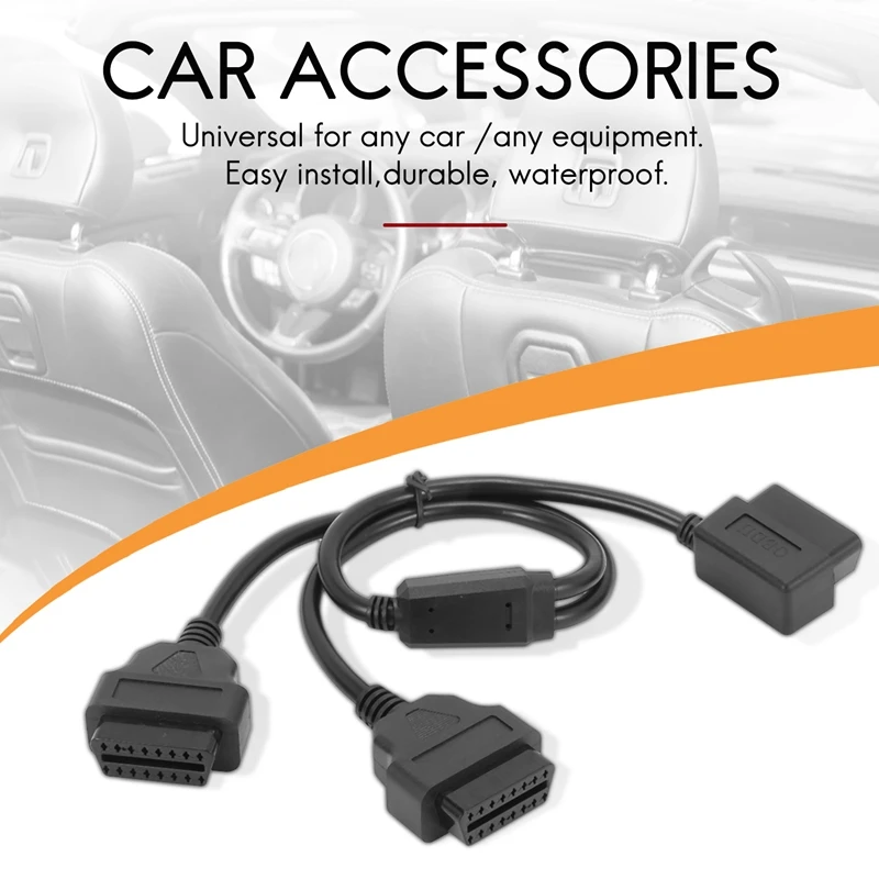 50Cm Y Style OBD 2 OBDII Adapter Splitter Cable Male To Dual Female OBD2 Diagnostic-Tool Car Connector Cable