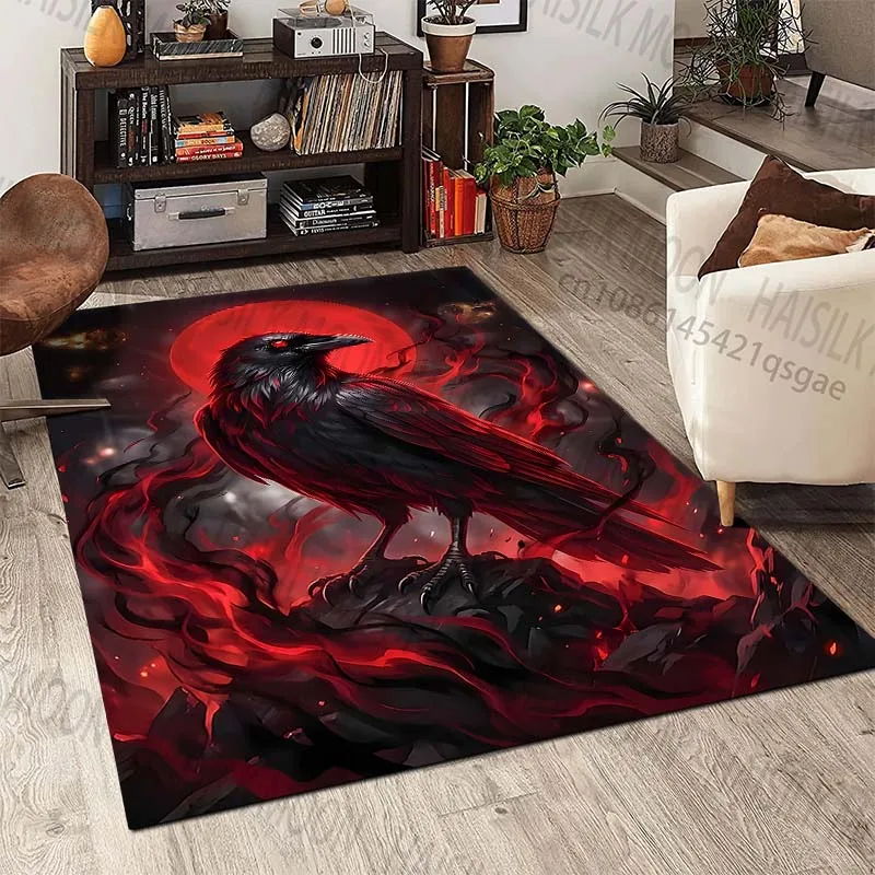 New product Red moon raven red fog  Carpet for Living Room Bedroom Bedside Floor Mat Cloakroom Children Playing Mat Area Rug