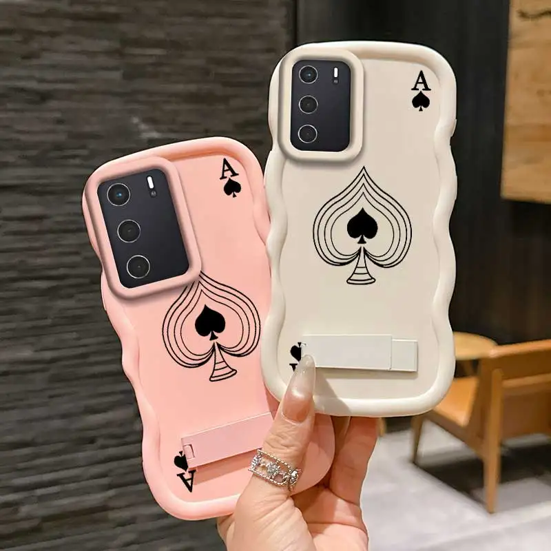 Moda Ace of Clubs Capa flexível projetada para OPPO A53s 5G com anti impressão digital e suporte para Reno F A 1 15 21 55 8 5