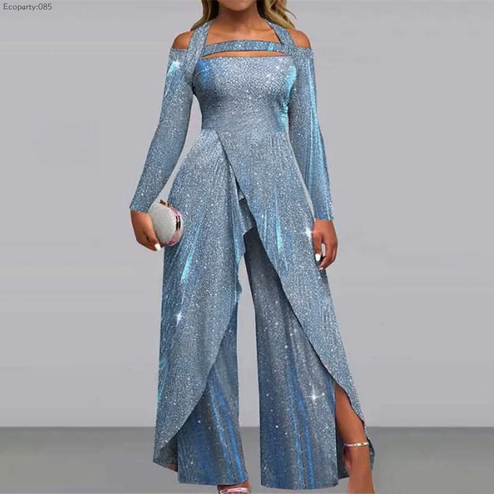 Women Jumpsuit Sexy Off Shoulder Long Sleeve Casual Rompers Irregular Wide Leg Pant Overalls Female Elegant Party Jumpsuits 2025