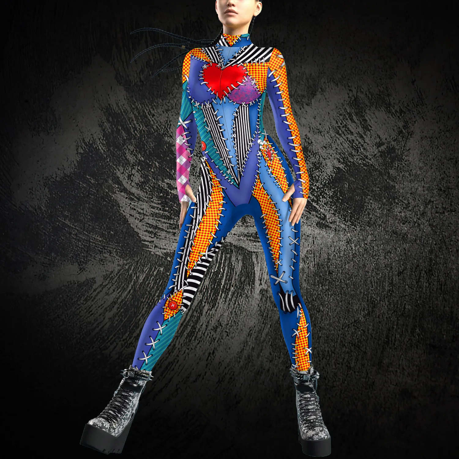 Zaw aland Lappen puppe Cosplay Kostüm Frau lustige Overall Halloween Party Langarm 3D-Druck Bodysuit Verkleidung Zentai Anzüge