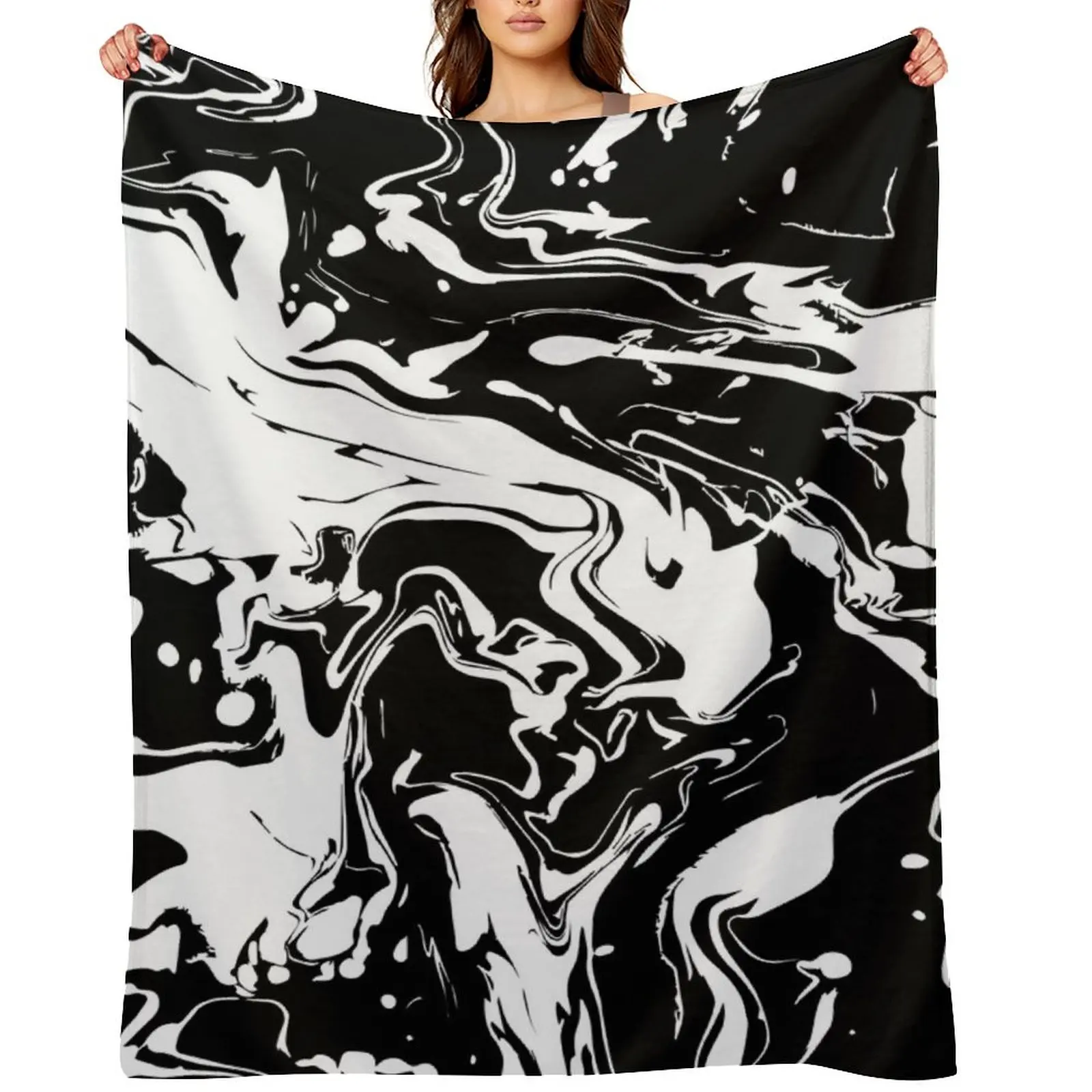 

Black and White Swirls Throw Blanket Luxury Soft Beds For Sofa Thin Flannel Blankets