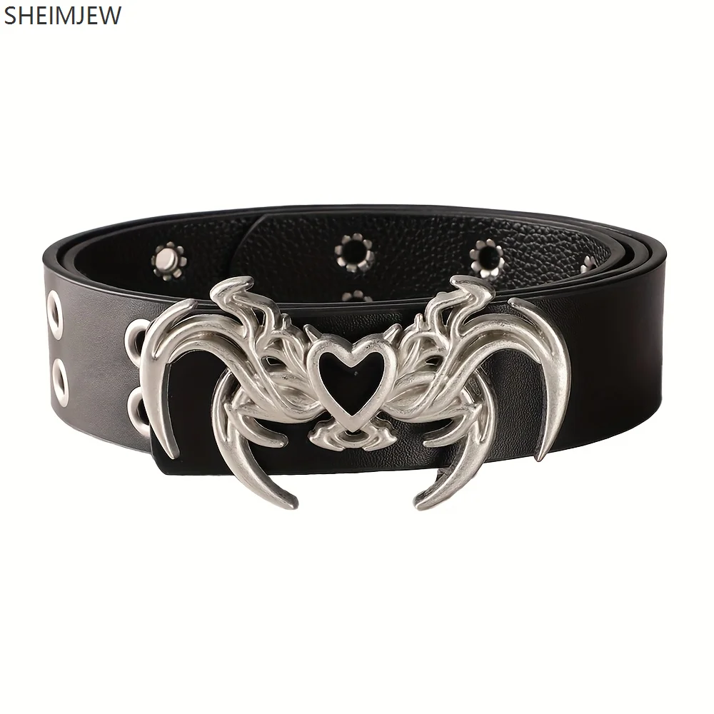 แฟชั่นผู้หญิงเข็มขัดฮาโลวีนคอสเพลย์ Retro Gothic Punk สไตล์อุปกรณ์เสริมส่วนบุคคลไม่สม่ําเสมอเข็มขัด Pu เข็มขัด Y2k เข็มขัด