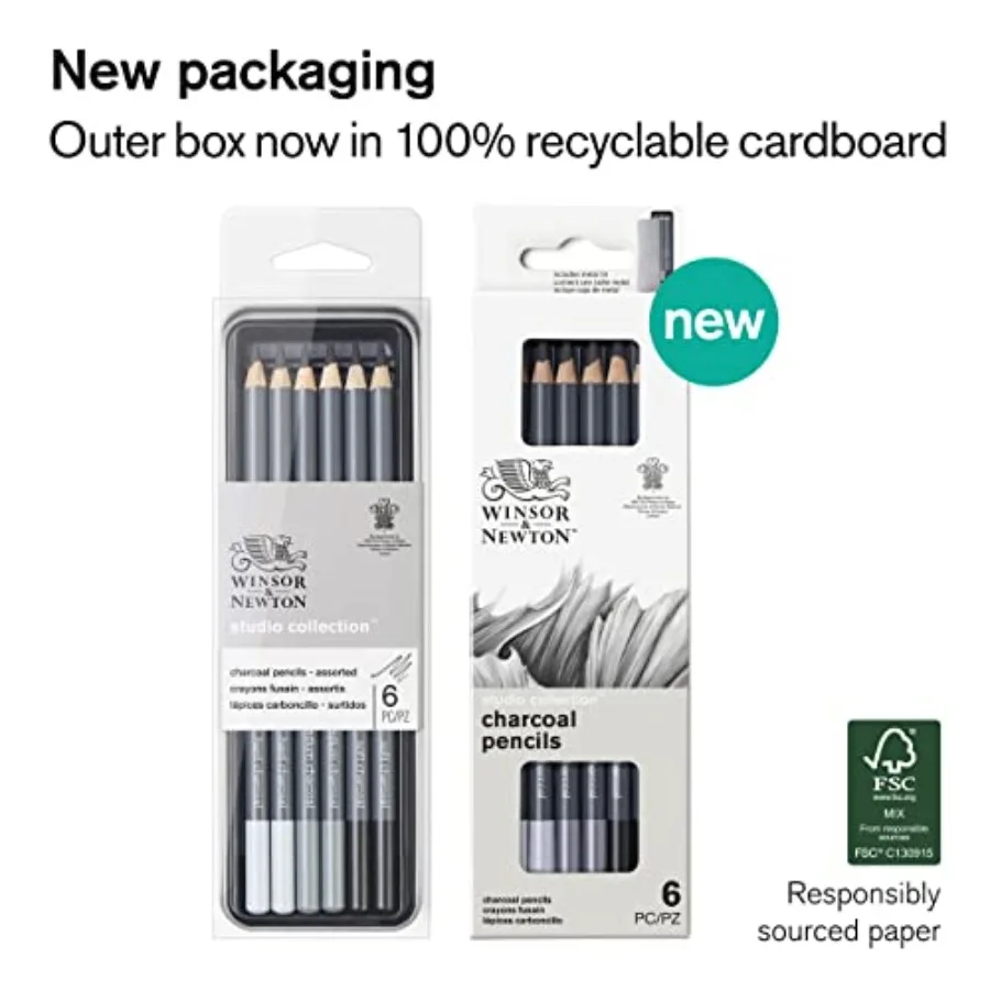 Studio Collection, 6 Count, Charcoal Pencils