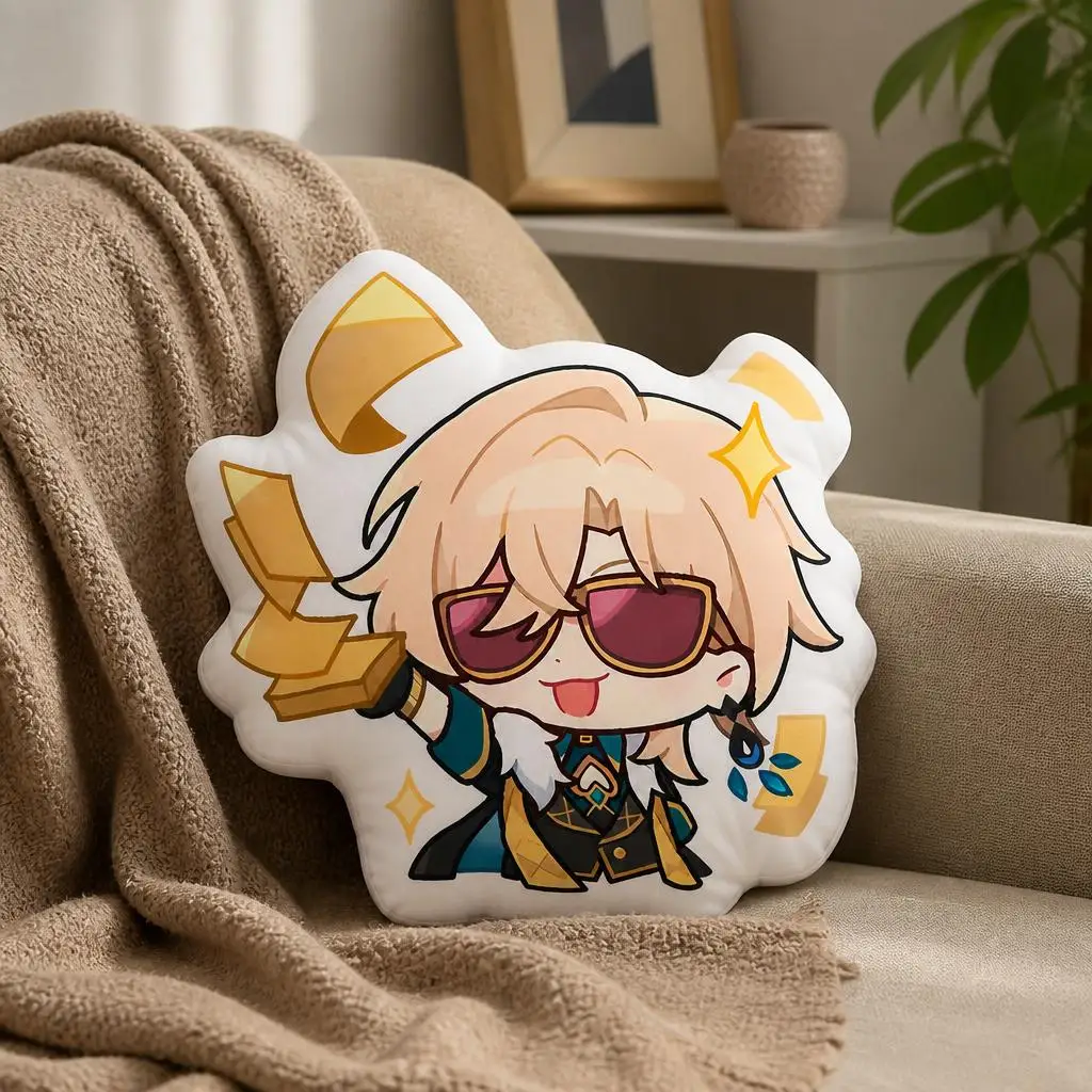 Aventurine Honkai Star Rail Chibi Plush Pillow Cushion Irregular Stuffed Throw Pillow Home Decor Gift Sofa Bed Couch