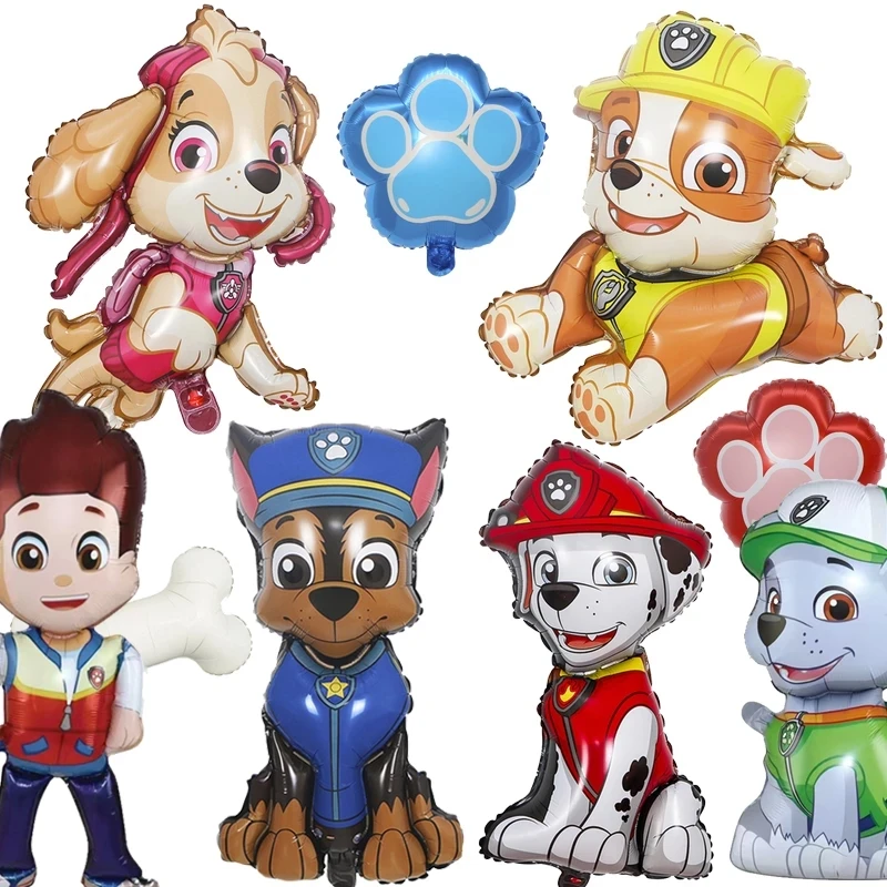 Cartoon PAW Patrol Birthday Decoration Background Ryder Chase Marshall Aluminum Foil Ball Disposable Tableware Party Supplies