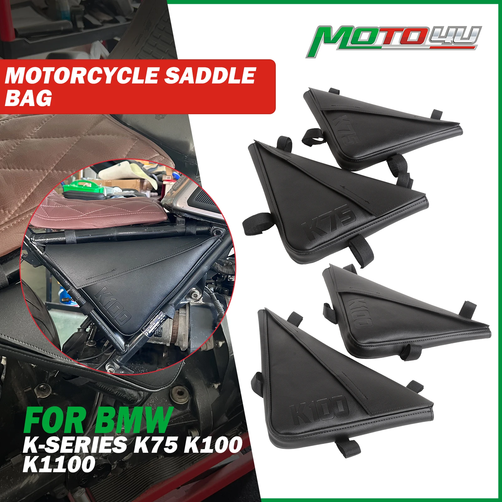 MOTO4U For BMW K-Series K 100 K100 K75 2PCS Cafe Racer Motorcycle Saddle Side Bags Luggage Bag Chopper Bike Tool Bags old school