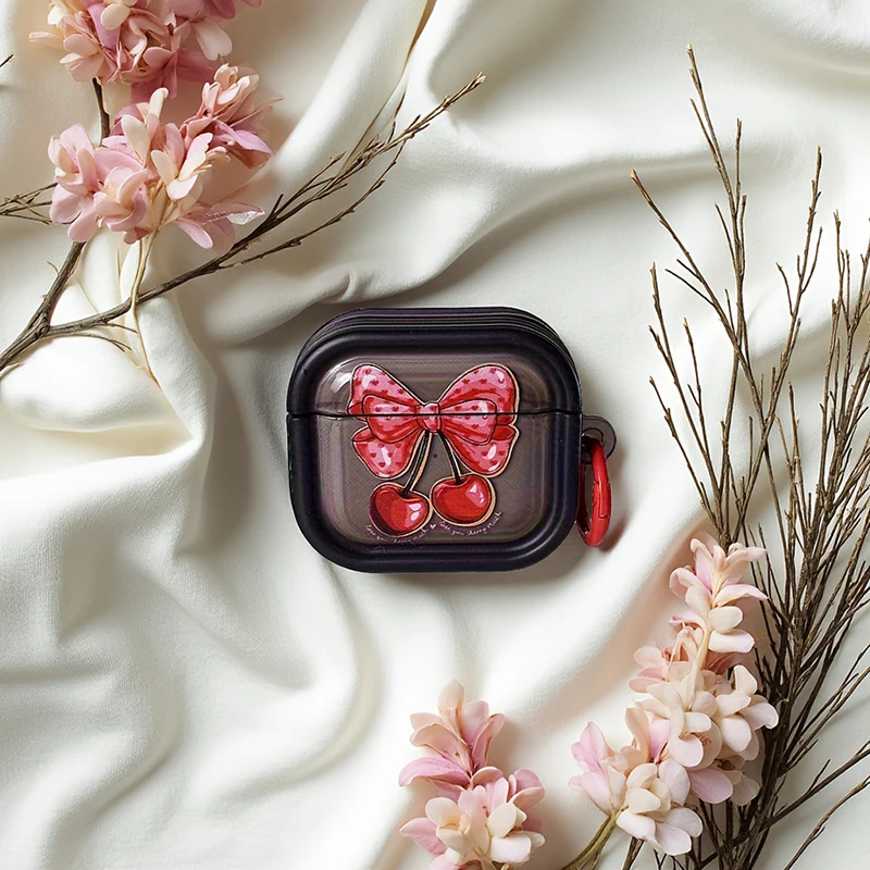 حافظة على شكل قوس الكرز لأجهزة Apple Airpods Pro 3 1st 2nd 3rd غطاء الجيل لأجهزة Airpods 4 2 Gen New Air Pods غطاء حماية