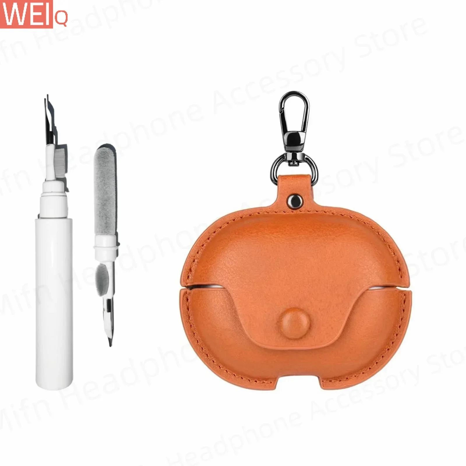 [2 in 1]leather cover for Samsung Galaxy Buds 3/Buds 3 Pro case Business leather case for buds 3 pro with keychain /cleaning kit