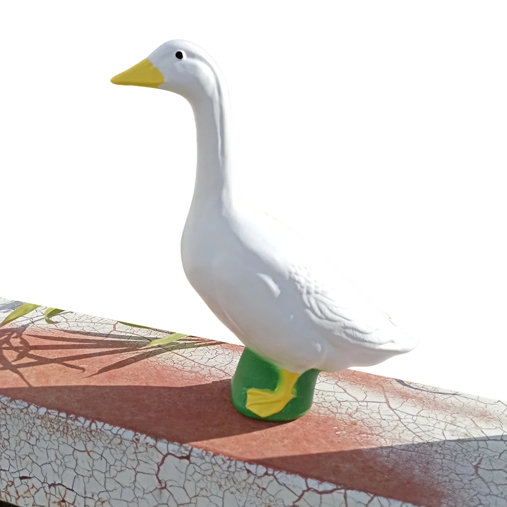 18cm Large White Goose Statue Simulation Goose Yard Decoration Cute White Goose Sculpture for Home Garden Decor