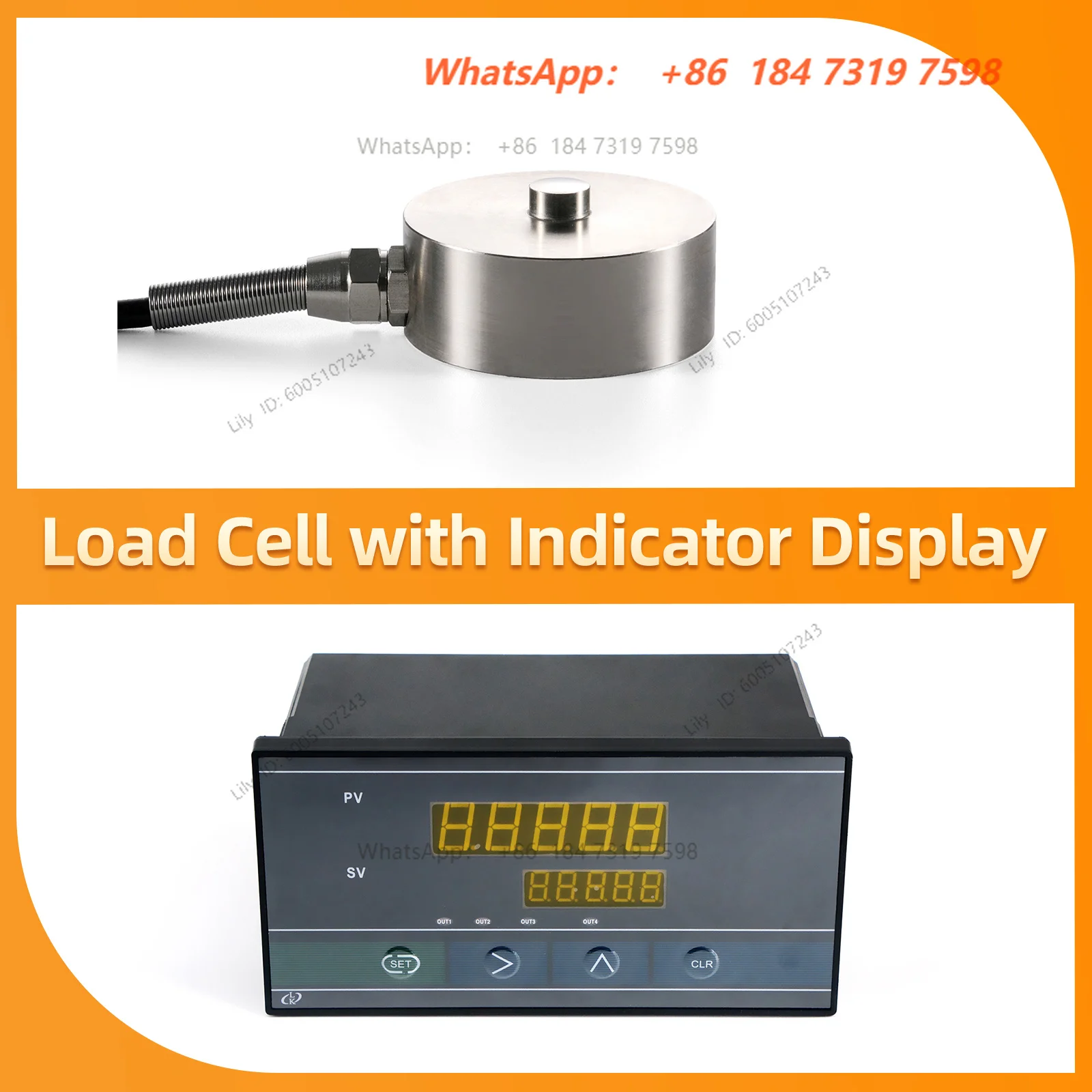 Load Cell Sensor with 5 Digital Indicator Display,Pull Pressure Sensor Weight Sensor 30KG 50KG 100KG 200KG 300KG 500KG 1T