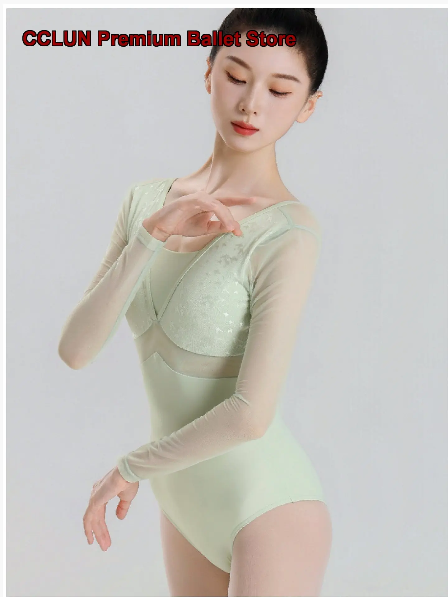 Women's Adult Long Sleeves V-Neck One-Piece Gymnastics Leotard Ballet Dance Dress Body Suit Basic Training Practice Leotard
