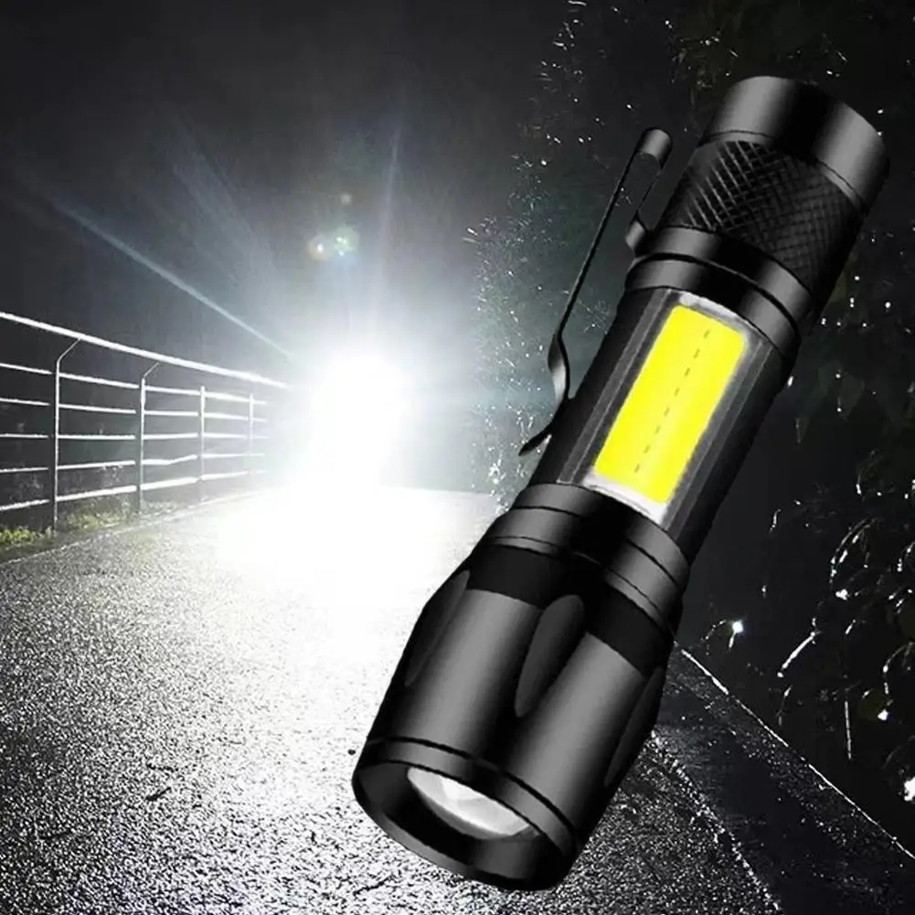 Mini LED USB Charging Flashlight Outdoor Waterproof Aluminum COB Telescopic Side Alloy Zoom Zoom With Flashlight Light O5G1