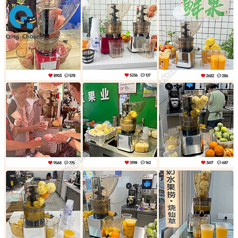 500W Juicer For Business And Home Use 200kg/h Automatic Juice Residue Separation Caliber 15cm No Need to Cut Juicer