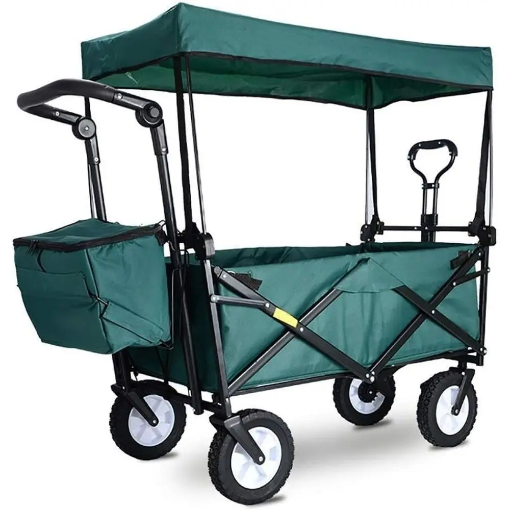 

Green Heavy-Duty Garden Trolley with Multifunction Portable Shopping and Outdoor Camping Cart