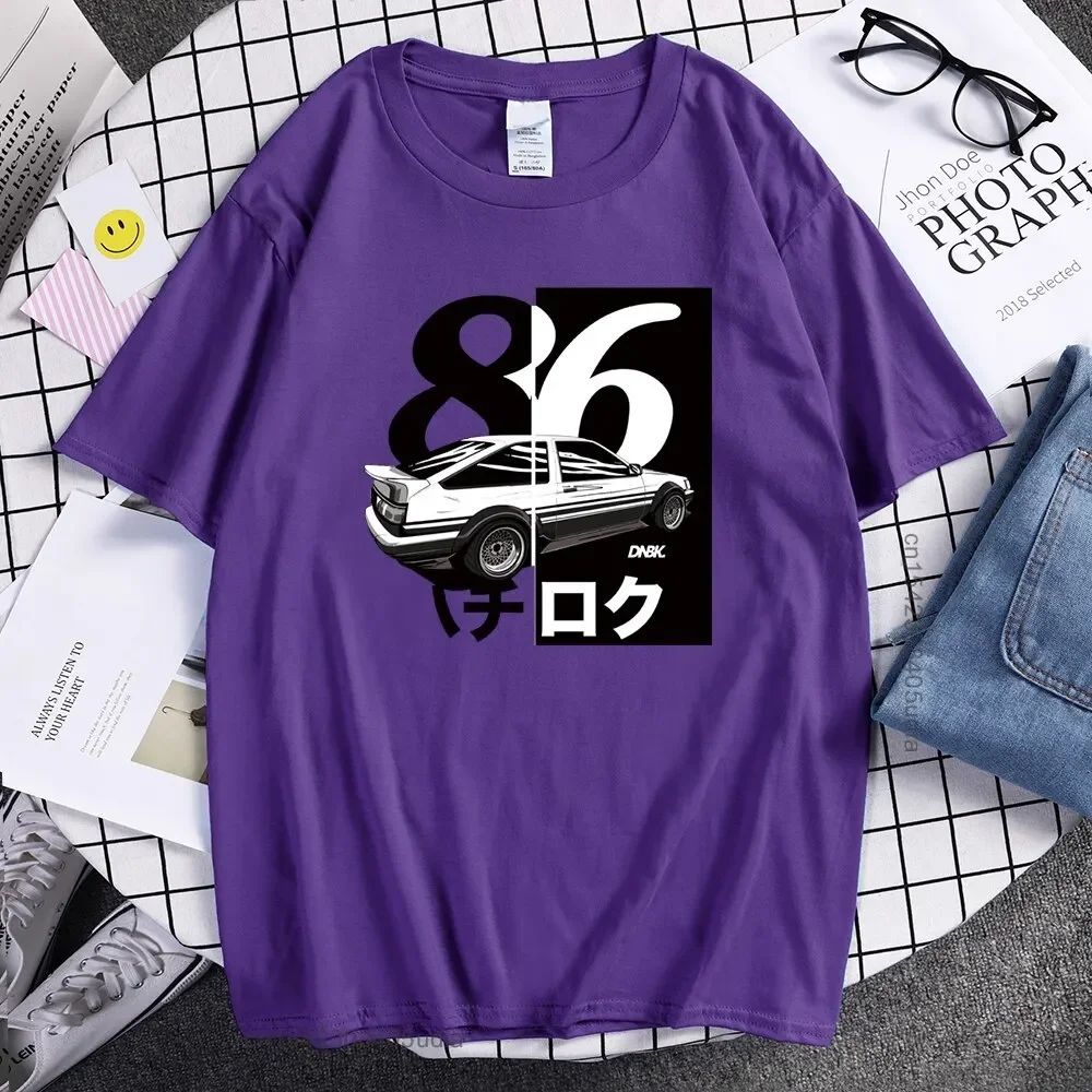 T-shirt manches courtes homme, estival et décontracté, à la mode, avec motif de dessin animé japonais Drift Initial D, 86