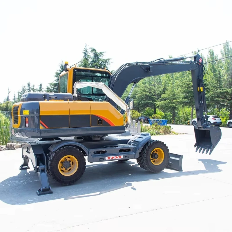 Erdbewegender Bau-Reifenbagger Minibagger 9-Tonnen-Bagger mit Rädern