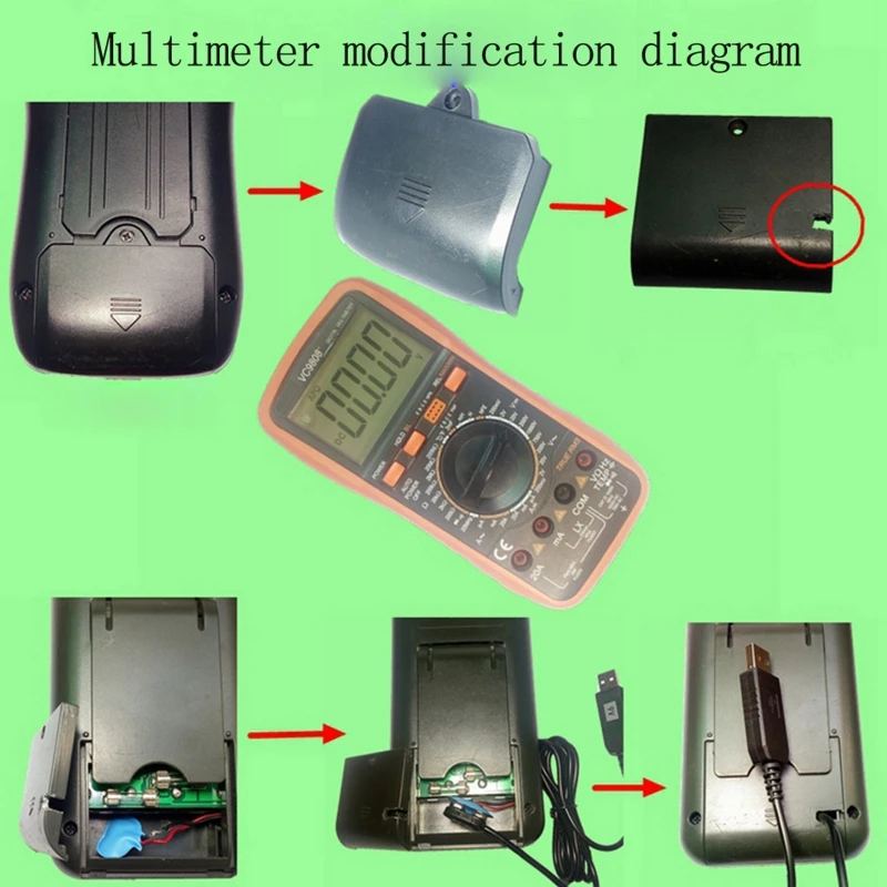 9V Battery Connector Eliminators Replace 6F22 USB Power Converter Cable  Multi for Multimeter LED Light 150cm 24BB