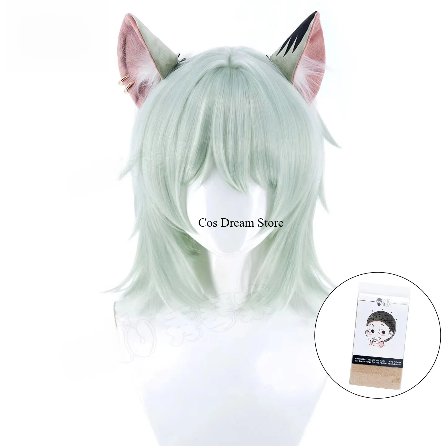 Sato Yaniko Cosplay Wig Mint Green Anime Cat Ears Synthetic Hair Heat Resistant Wigs for Women Party Halloween Roleplay view 6