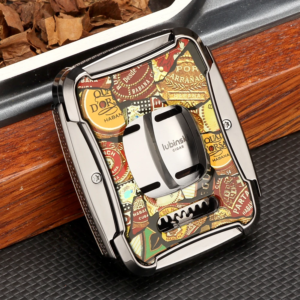 

LUBINSKI Cigar Cutter Guillotine Luxury Double Blades Cigar Scissors Cutting Tool Shear Retro Style