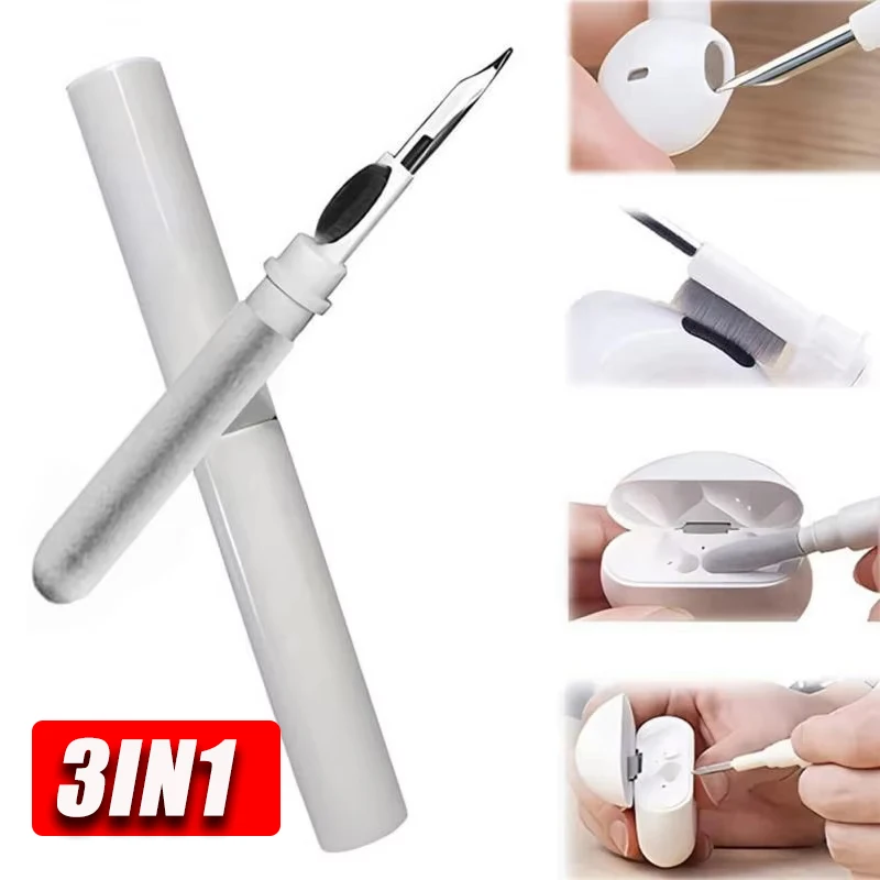 3IN1 Portable Headphone Cleaning Pen Multi-functional Phone Tablet Keyboard Dust Cleaner White Black Remove Dust Pen