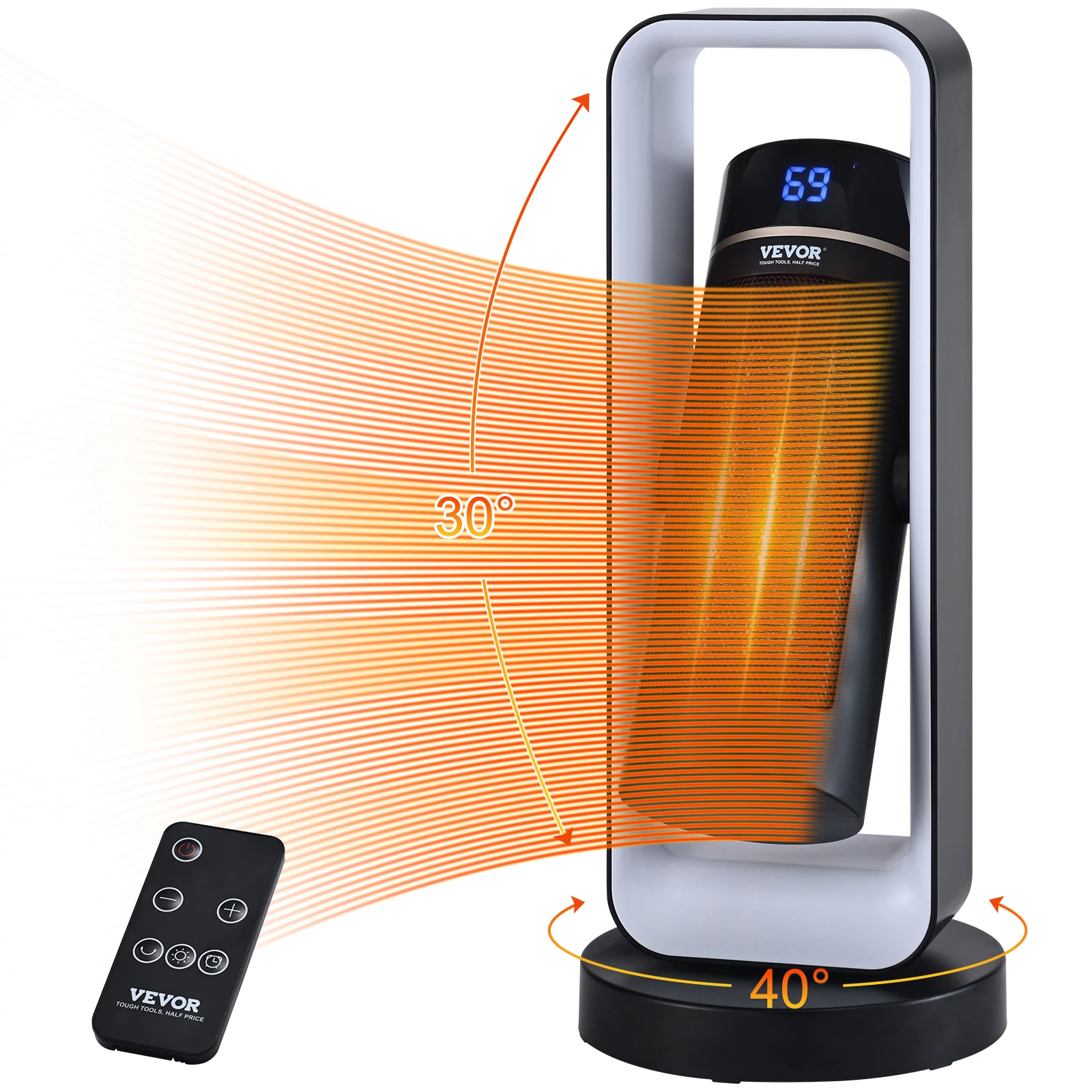 SucceBuy Electric Space Heater with Thermostat Remote Control  Adjustable Quiet Ceramic Shutdown Overheat Protection for Office