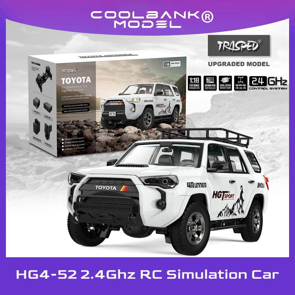 

HG4-52 4runner 1/18 High Speed Off-Road Vehicle Simulation Model 2.4G 4WD Electric Car Toy Lighting Smoke Sound Effect Boys Gift